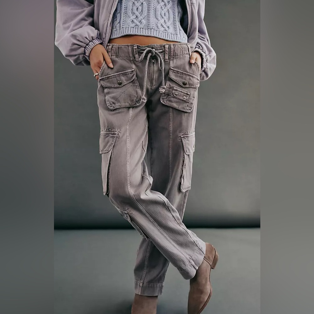 Free People Tahiti gray cargo pants